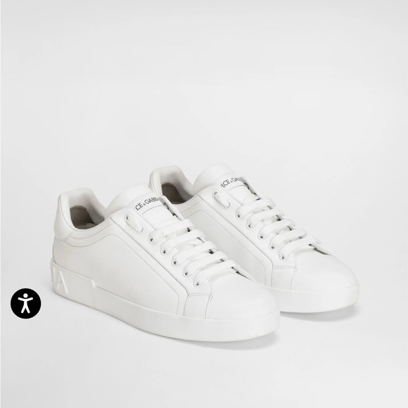 Dolce & Gabbana Shoes - Dolce & Gabbana White Calfskin Portofino sneakers